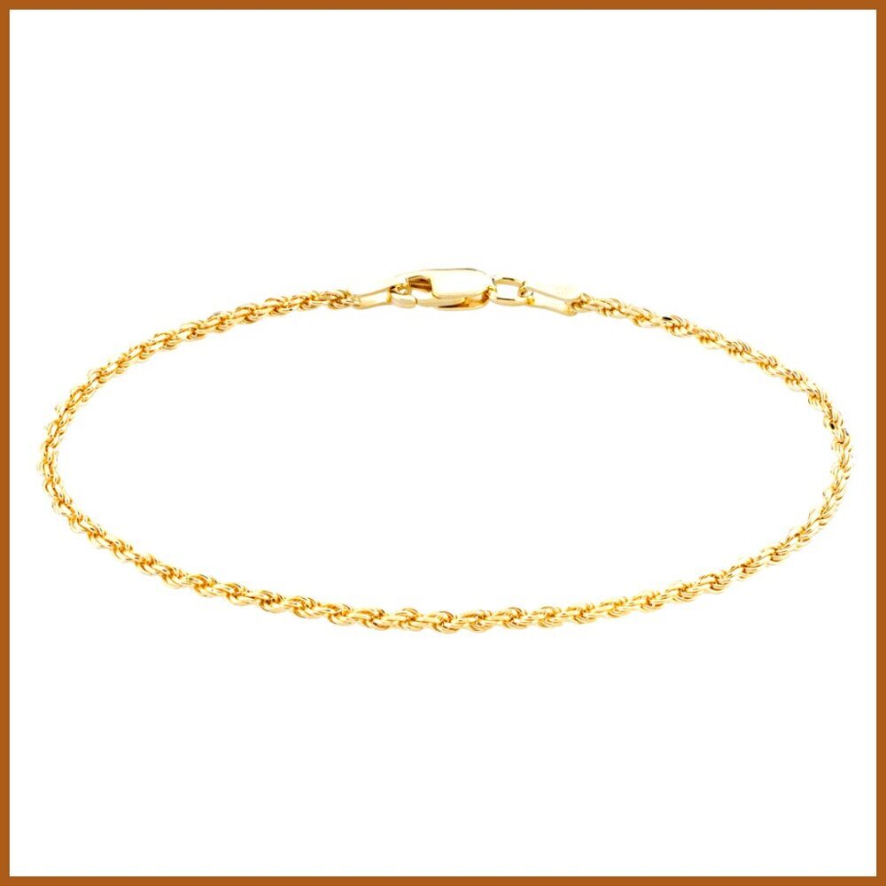 18K Gold Plated 925 Sterling Silver Braided Rope Chain Bracelet
